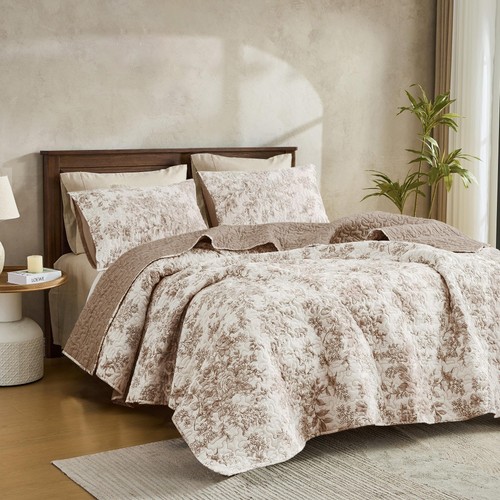 Wonderful taupe floral quilt - wonderful,