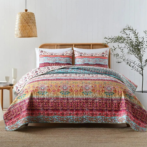 Boho style queen quilt - boho, set